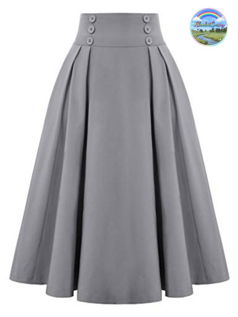 Pleated Midi A-Line Skirt with Pockets High Waist